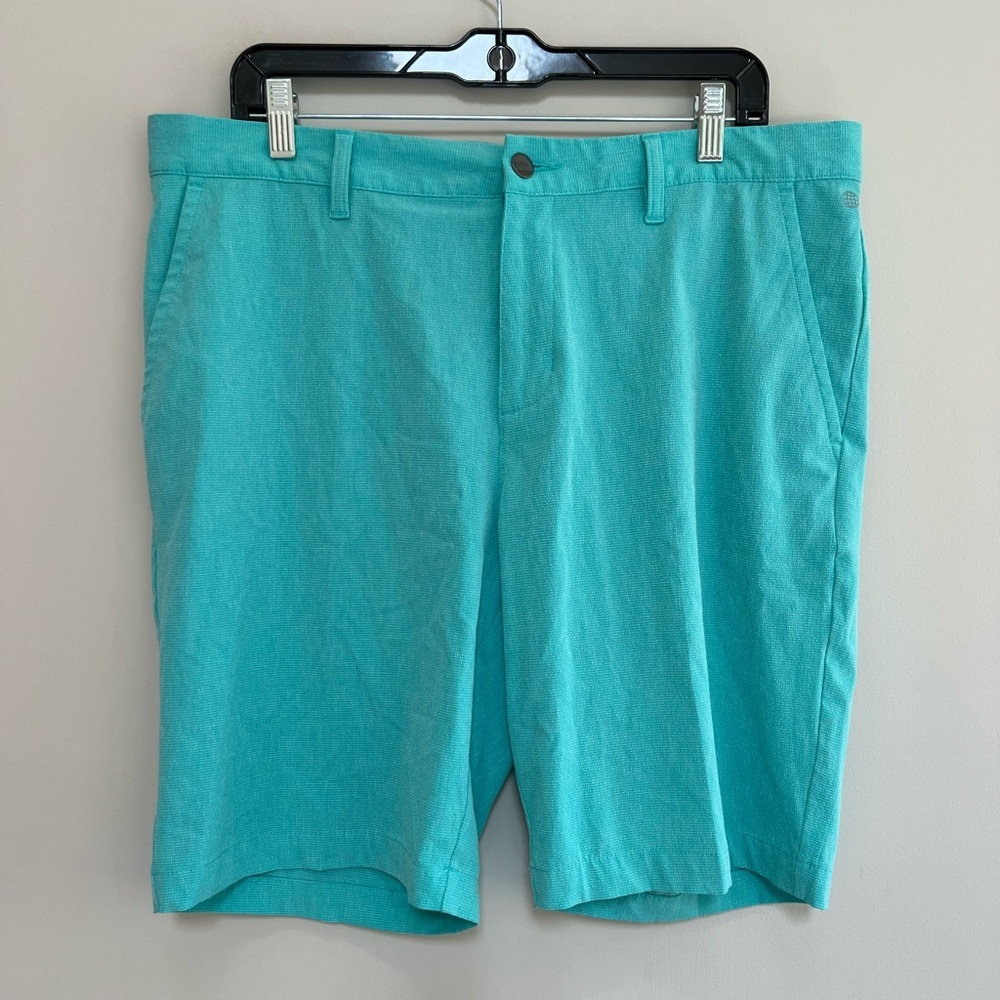 Adidas Ultimate 365 Crosshatch 9” Golf Shorts In Mint Rush Green, Size 34